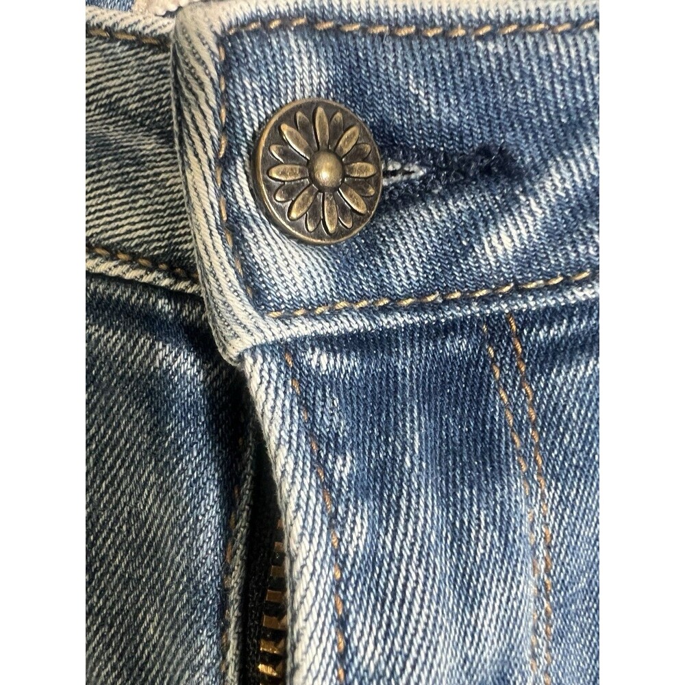 Driftwood Colette Jeans Womens 27x26 Crop Stretch Denim Floral Embroidery Cuffs - Picture 5 of 10